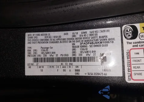 2019 Ford Fiesta Se from USA, damaged, VIN 3FADP4BJ6KM108610